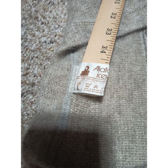Alafoss Icewool Cardigan Sweater Size Large Vintage Ivory Brown Iceland Wool - Picture 5 of 11